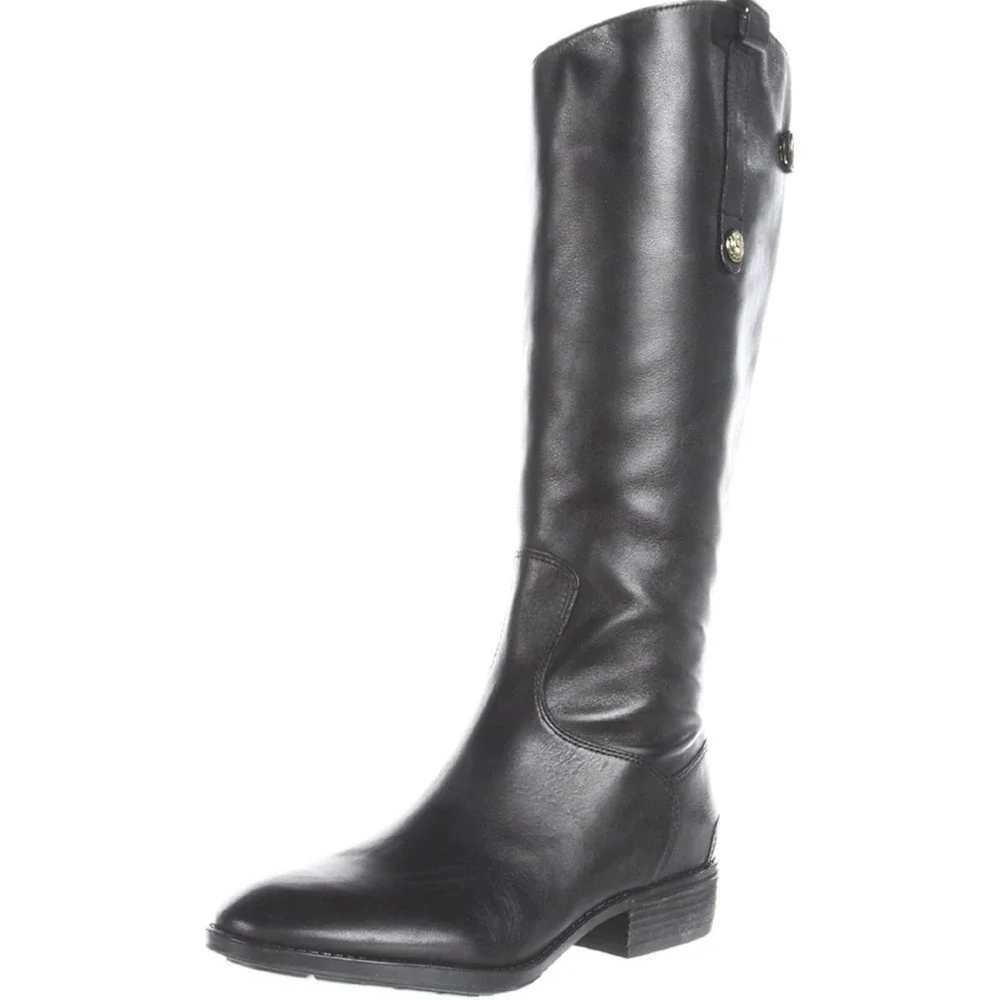Sam Edelman Women Penny  Leather Anthropologie Equestrian Black Leather Boots 8M